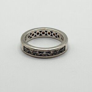 Sterling Silver 925 Eternity Ring With Dark & Light Stones